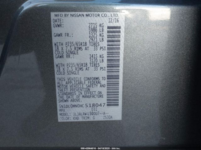 5N1DL0MN0HC518047 Infiniti QX60