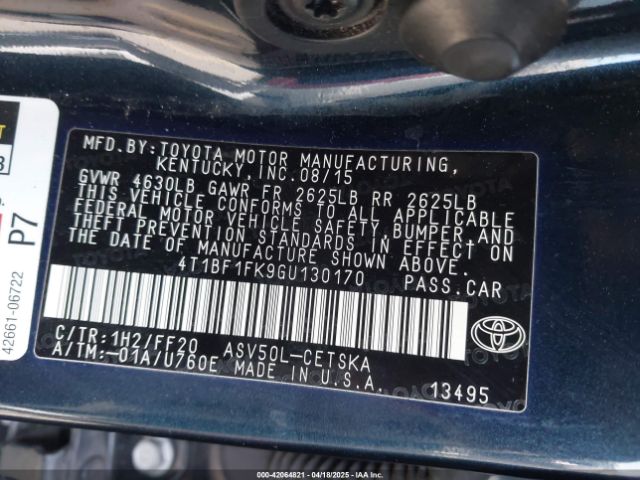 4T1BF1FK9GU130170 Toyota CAMRY SE