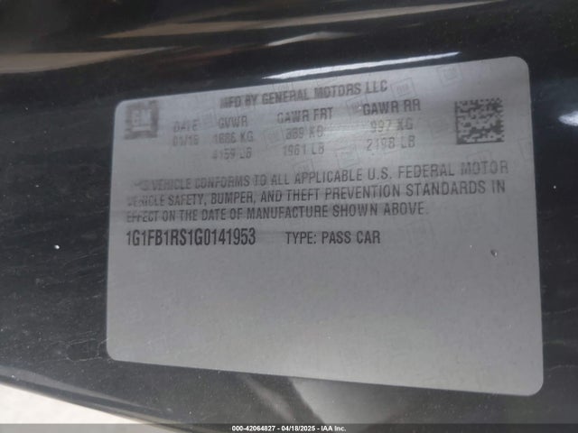 1G1FB1RS1G0141953 Chevrolet Camaro 1lt