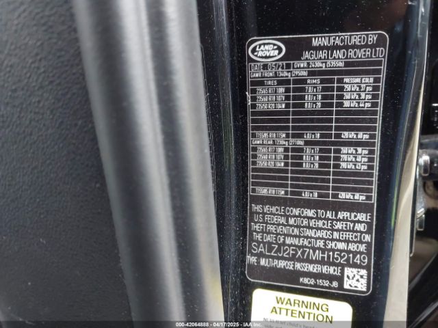 2021 LAND ROVER RANGE ROVER EVOQUE SALZJ2FX7MH152149 Photo 8