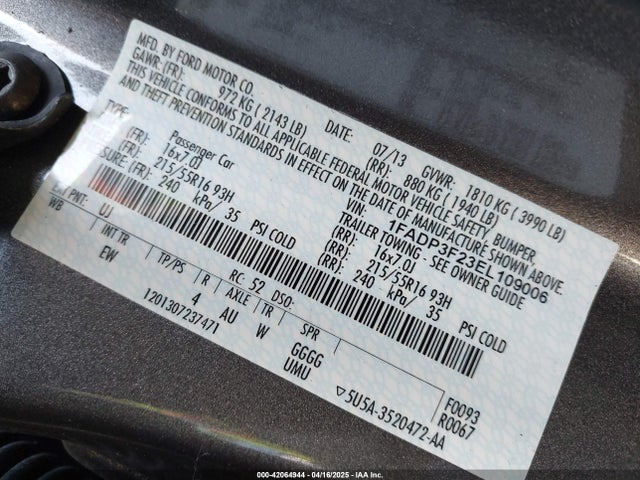 1FADP3F23EL109006 Ford FOCUS SE