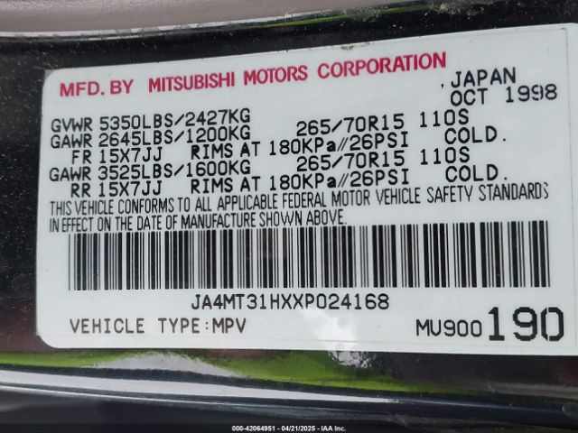 1999 MITSUBISHI MONTERO SPORT JA4MT31HXXP024168 Photo 8