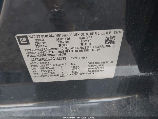 Chevrolet Silverado 1500 2lt 2015 3GCUKREC9FG142970 Image 25
