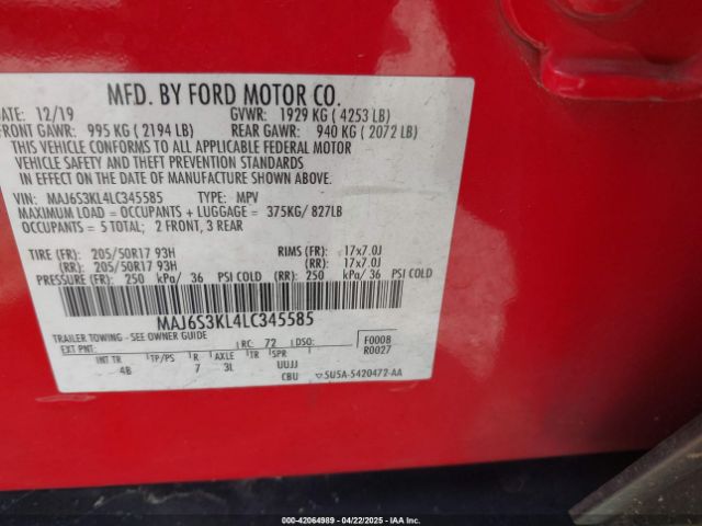 MAJ6S3KL4LC345585 Ford Ecosport Titanium