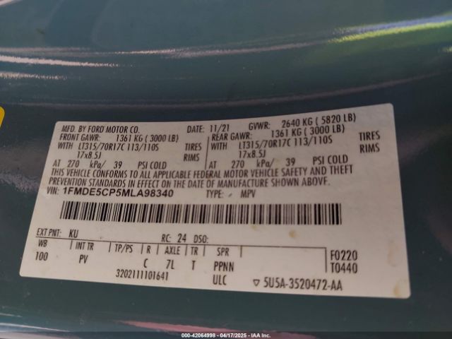 1FMDE5CP5MLA98340 Ford Bronco Wildtrak