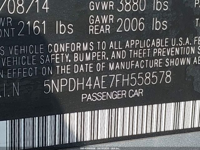 5NPDH4AE7FH558578 Hyundai ELANTRA SE