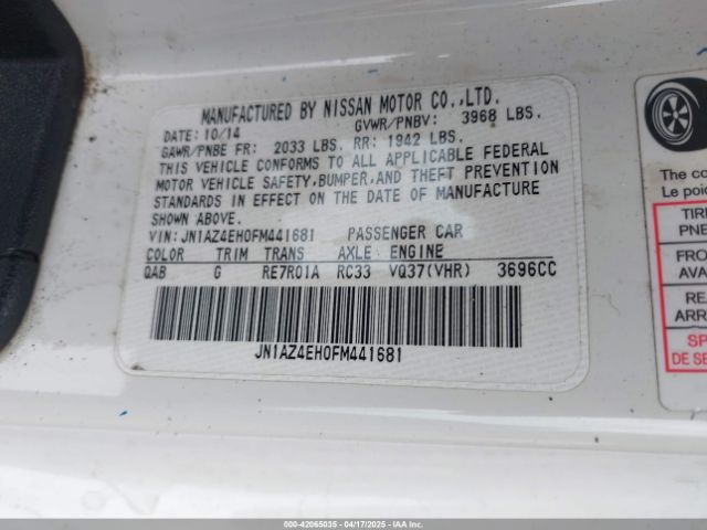 JN1AZ4EH0FM441681 Nissan 370z Touring