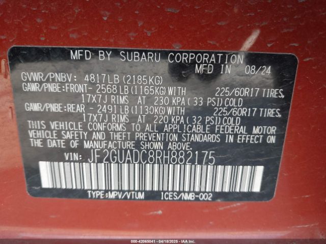 JF2GUADC8RH882175 Subaru Crosstrek Premium