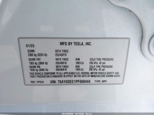 7SAYGDEE1PF660444 Tesla Model Y Awd/long Range Dual Motor All-wheel Drive