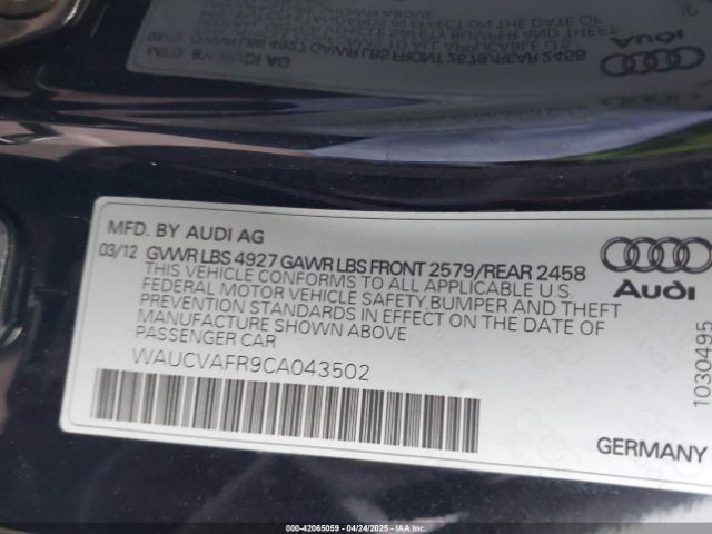 2012 AUDI S5 WAUCVAFR9CA043502 Photo 8
