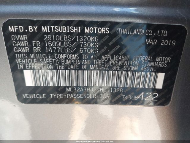 2019 MITSUBISHI MIRAGE ML32A3HJ5KH011328 Photo 8