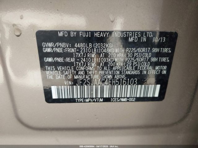 JF2SJAAC4EH516103 Subaru Forester 2.5i
