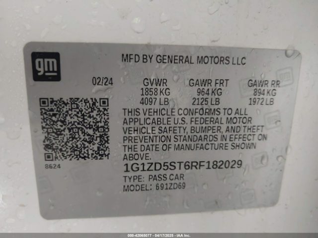1G1ZD5ST6RF182029 Chevrolet Malibu Fwd 1lt