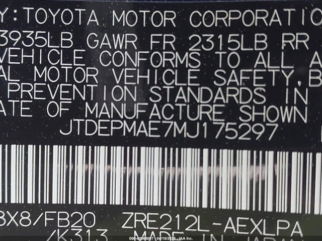 Toyota COROLLA LE 2021 JTDEPMAE7MJ175297 Image 9