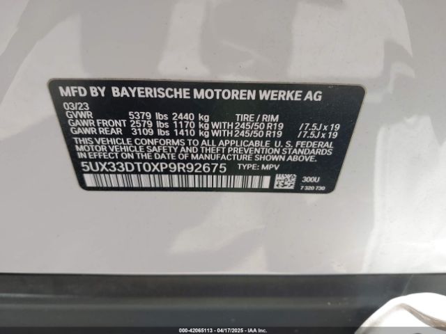 5UX33DT0XP9R92675 BMW X4 Xdrive30i