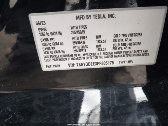 2023 TESLA MODEL Y 7SAYGDEE3PF805175 Photo 8