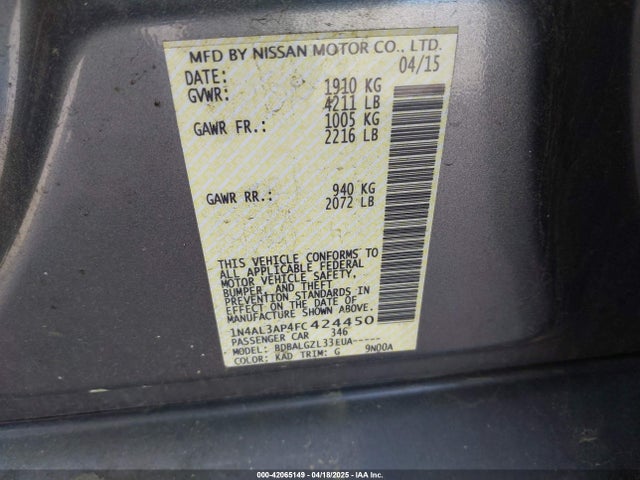 1N4AL3AP4FC424450 Nissan 2015