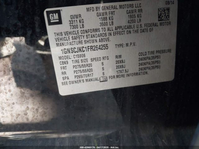 1GNSCJKC1FR264255 Chevrolet Suburban 1500 Lt