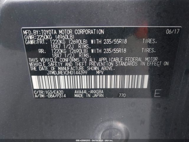JTMDJREV2HD144399 Toyota Rav4 Hybrid Limited