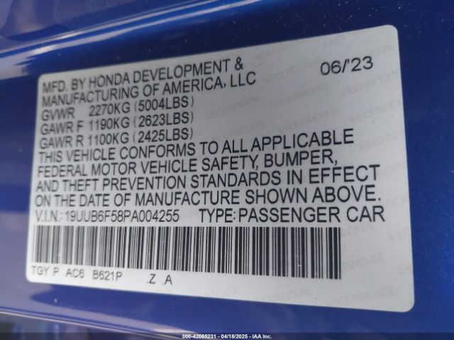 19UUB6F58PA004255 Acura Tlx A-spec Package