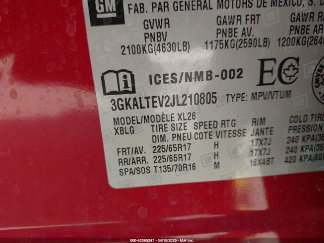 3GKALTEV2JL210805 GMC Terrain Sle