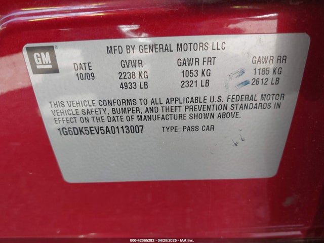 2010 CADILLAC CTS 1G6DK5EV5A0113007 Photo 8