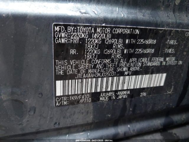 2021 TOYOTA VENZA JTEAAAAH3MJ025031 Photo 8