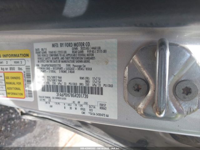 3FA6P0H78GR201720 Ford FUSION SE