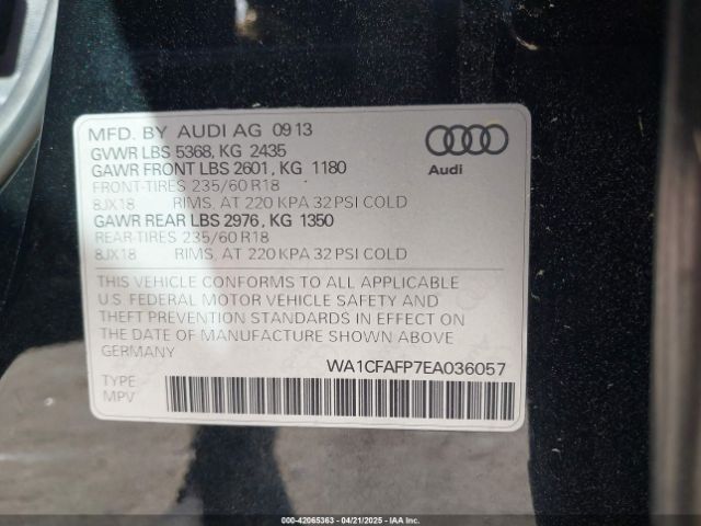 WA1CFAFP7EA036057 Audi Q5 2.0t Premium