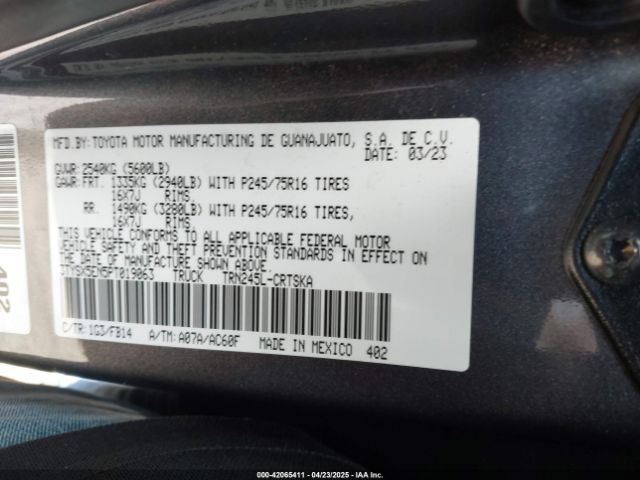 3TYSX5EN5PT019063 Toyota Tacoma Sr5