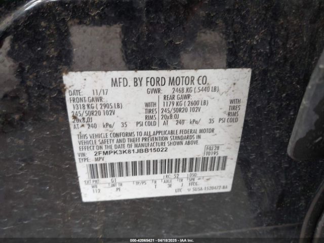 2018 FORD EDGE 2FMPK3K81JBB15022 Photo 8