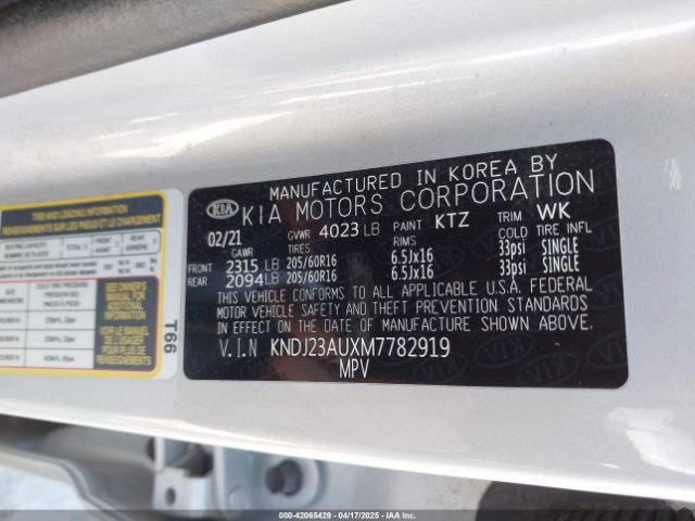 KNDJ23AUXM7782919 KIA SOUL S