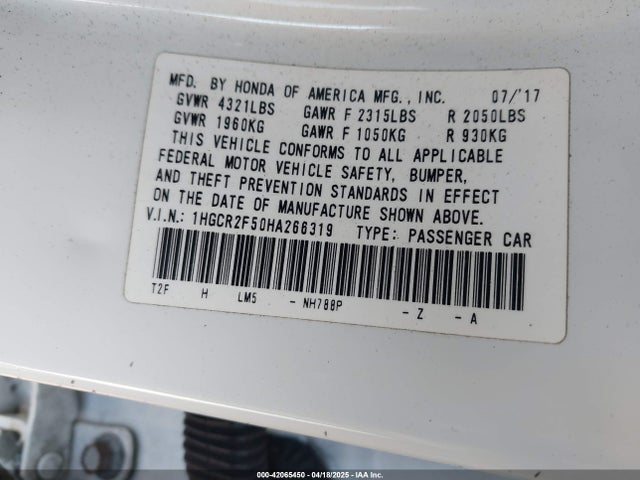 1HGCR2F50HA266319 Honda Accord Sport