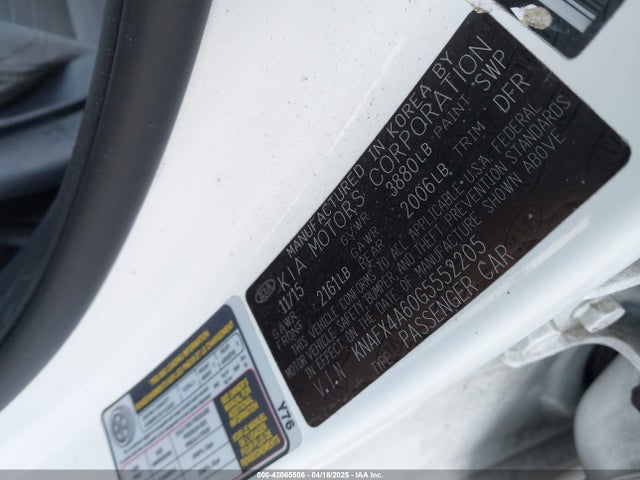 KNAFX4A60G5552205 KIA FORTE LX