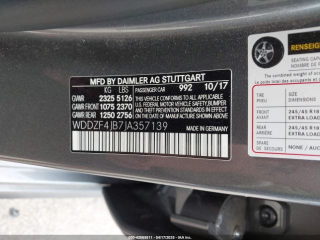 WDDZF4JB7JA357139 Mercedes-Benz E 300