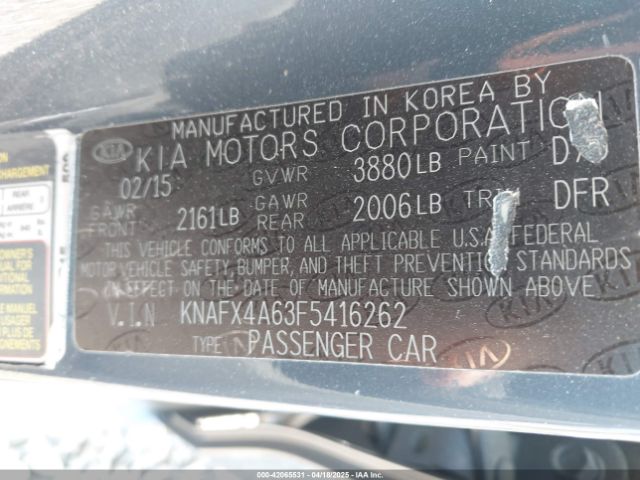 KNAFX4A63F5416262 KIA FORTE LX