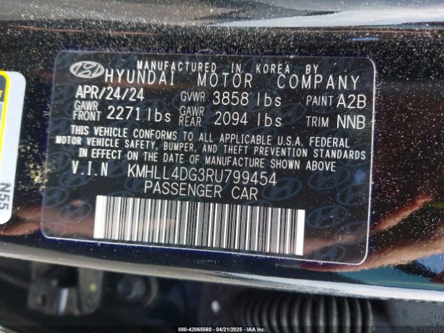 KMHLL4DG3RU799454 Hyundai ELANTRA SE