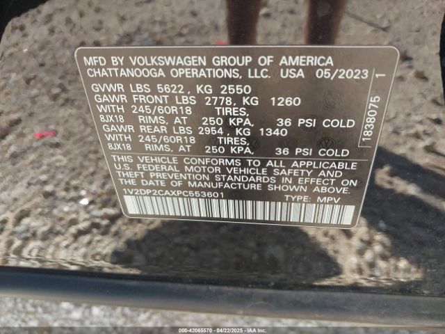 1V2DP2CAXPC553601 Volkswagen Atlas 2.0t Se