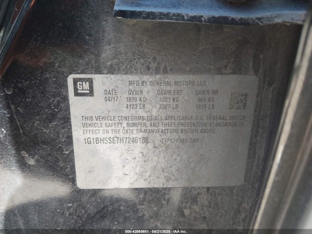 1G1BH5SE7H7246188 Chevrolet Cruze Lt Auto