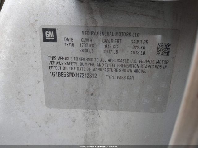 1G1BE5SMXH7212312 Chevrolet Cruze Lt Auto