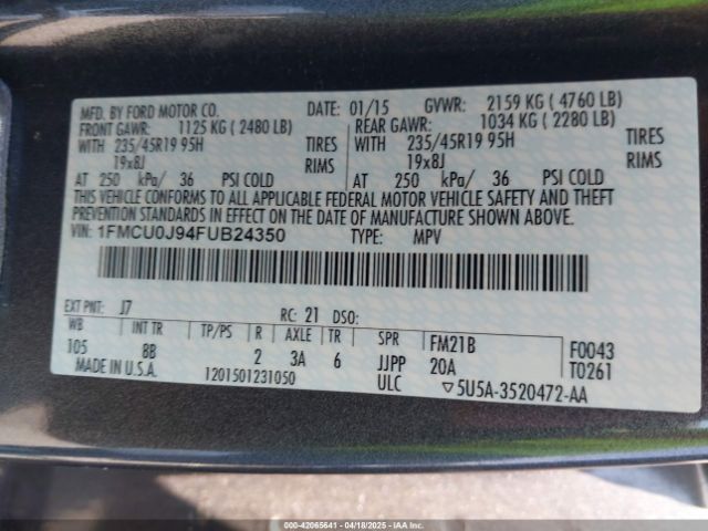 1FMCU0J94FUB24350 Ford Escape Titanium