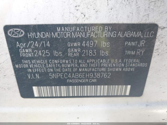 5NPEC4AB6EH938762 Hyundai Sonata Se 2.0t