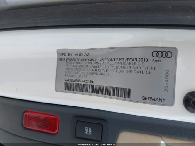 WAUENAF45HN024586 Audi A4 2.0t Premium
