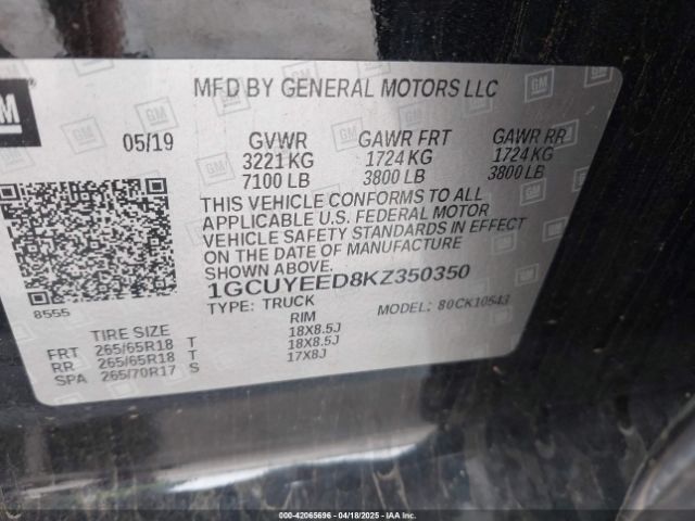 1GCUYEED8KZ350350 Chevrolet Silverado 1500 Rst