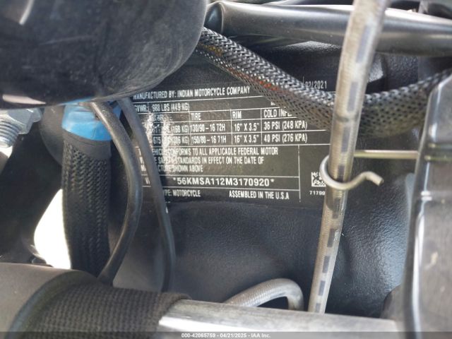 2021 INDIAN MOTORCYCLE CO. SCOUT 56KMSA112M3170920 Photo 9