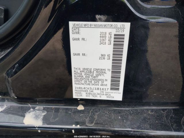1N4BL4CW3LC181417 Nissan Altima Sr Intelligent Awd