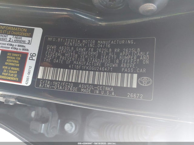 4T1BF1FK0GU246471 Toyota CAMRY LE