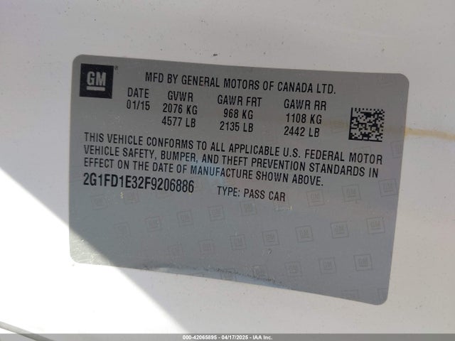 2G1FD1E32F9206886 Chevrolet Camaro 1lt