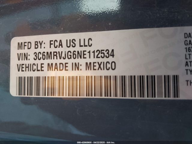 3C6MRVJG6NE112534 RAM Promaster 3500 Cargo Van High Roof 159 Wb Ext