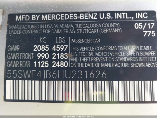 2017 MERCEDES-BENZ C 300 55SWF4JB6HU231626 Photo 8
